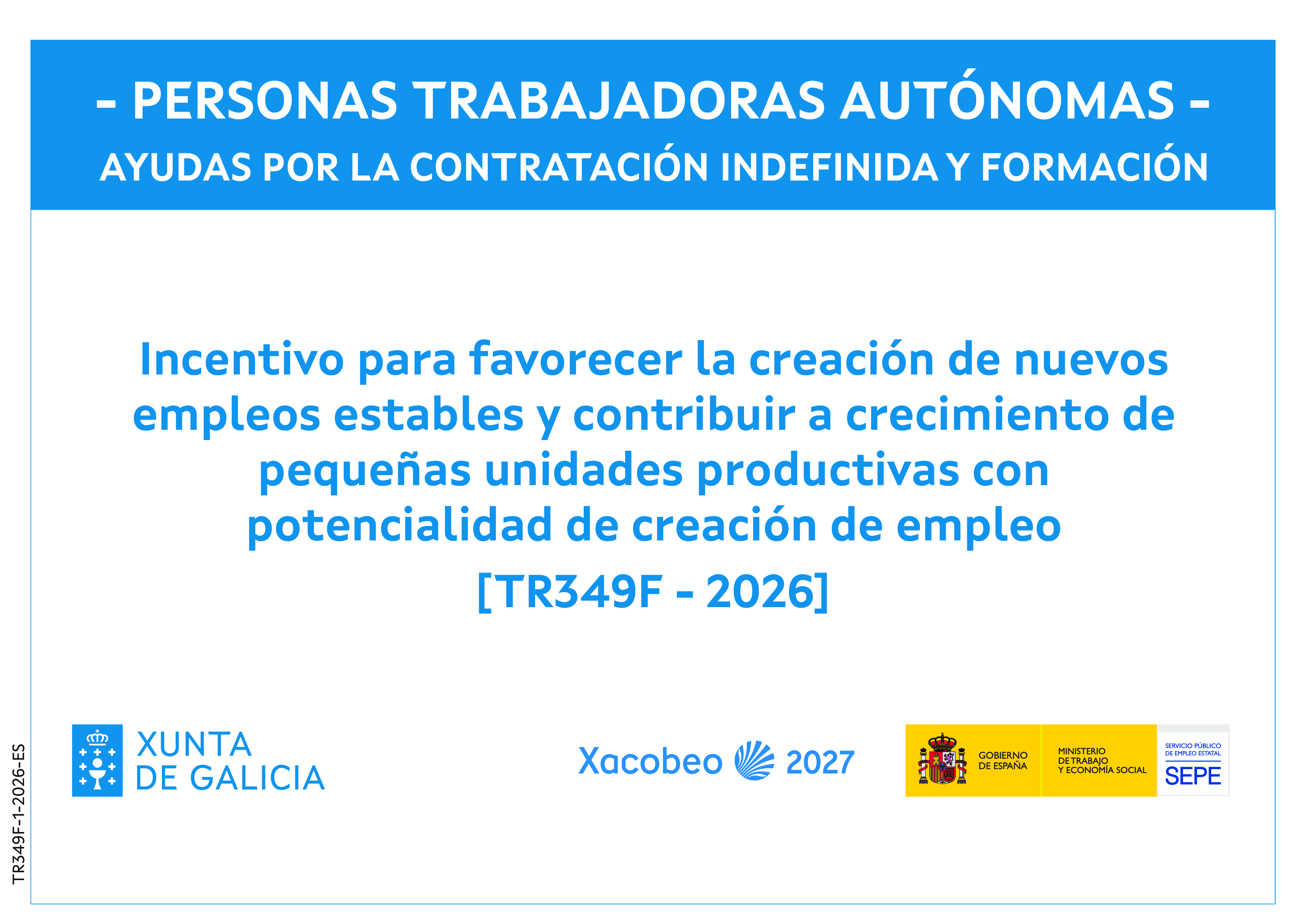 Cartel de ayuda a la promoción de empleo para autónomos en Galicia