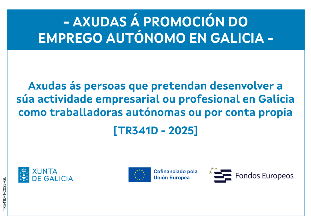 Cartel de ayuda a la promoción de empleo para autónomos en Galicia